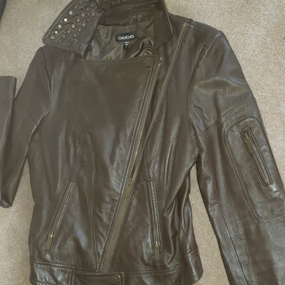 BEBE real leather dark moto jacket size Sm… - Picture 4 of 8